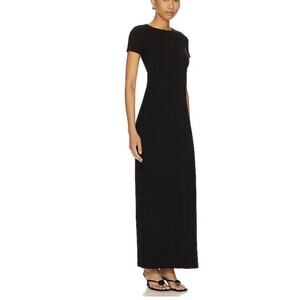 BUCK MASON Surplus Rib Maxi T-Shirt cotton blend Dress Black Medium A004590